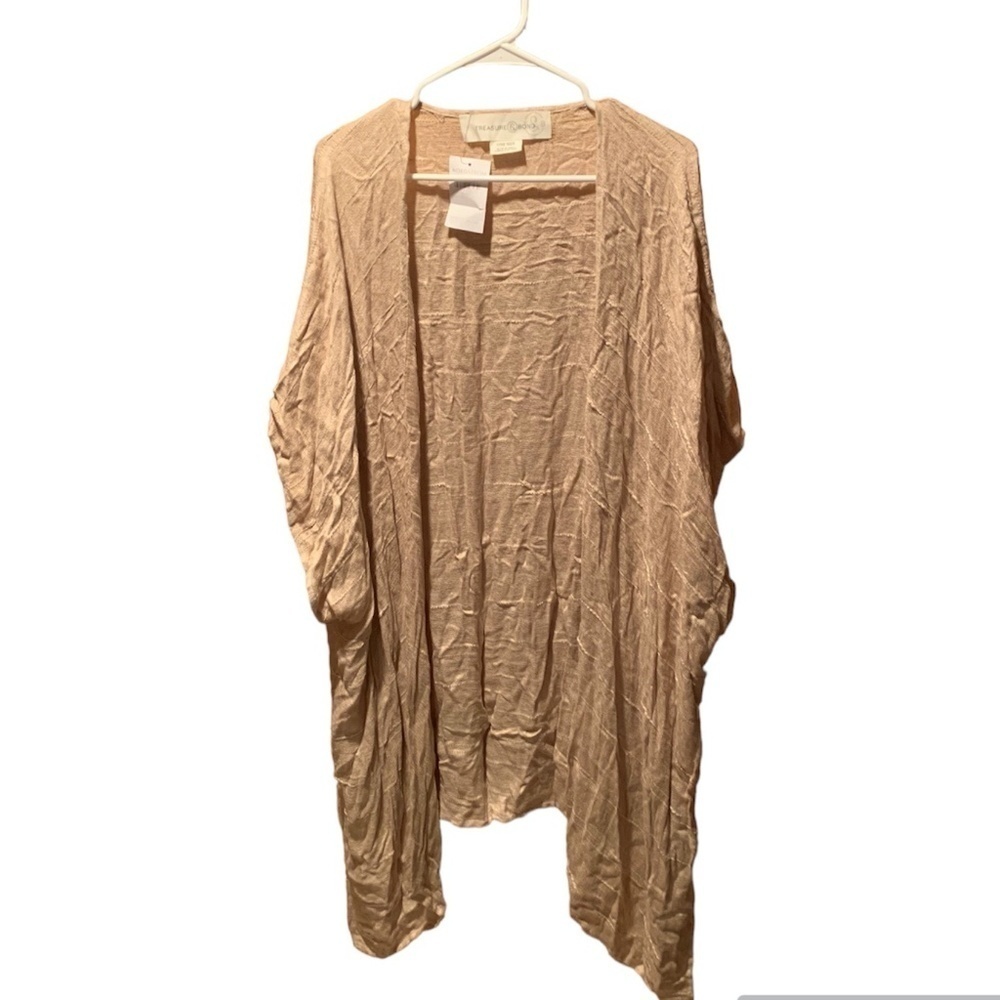 Treasure & Bond Short Sleeve Duster Kimono Beige Pumice One Size NWT